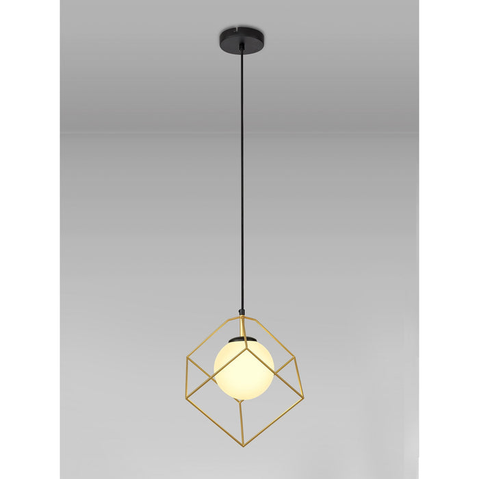 Nelson Lighting NL84839 Helma Single Pendant Adjustable Matt Black/Painted Gold