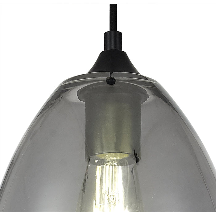 Nelson Lighting NL84859 Kane Pendant 20cm Cone Matt Black & Smoke