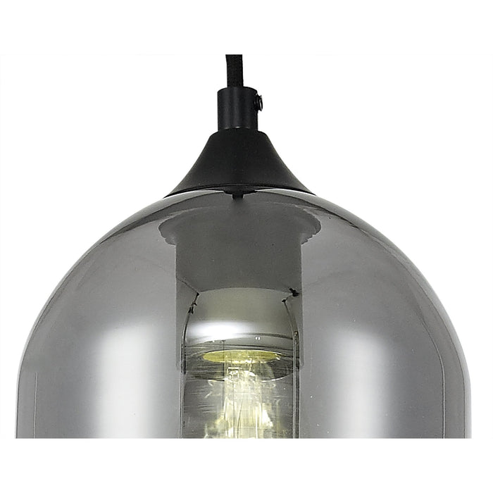 Nelson Lighting NL84869 Kane Pendant 15cm Dome Matt Black & Smoke