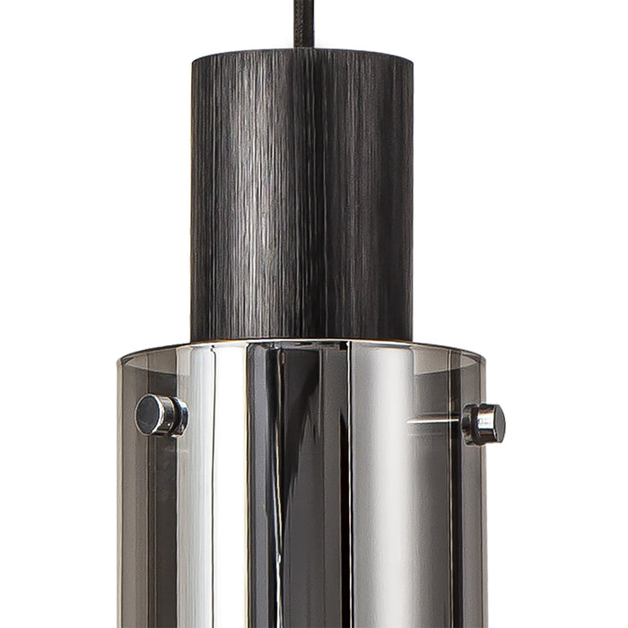 Nelson Lighting NL84889 Blade Slim Single Pendant Adjustable Black/Smoke Fade Glass