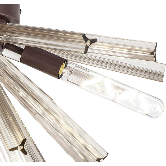 Nelson Lighting NL85009 Clover 6 Light Semi Flush Brown Oxide / Clear Glass