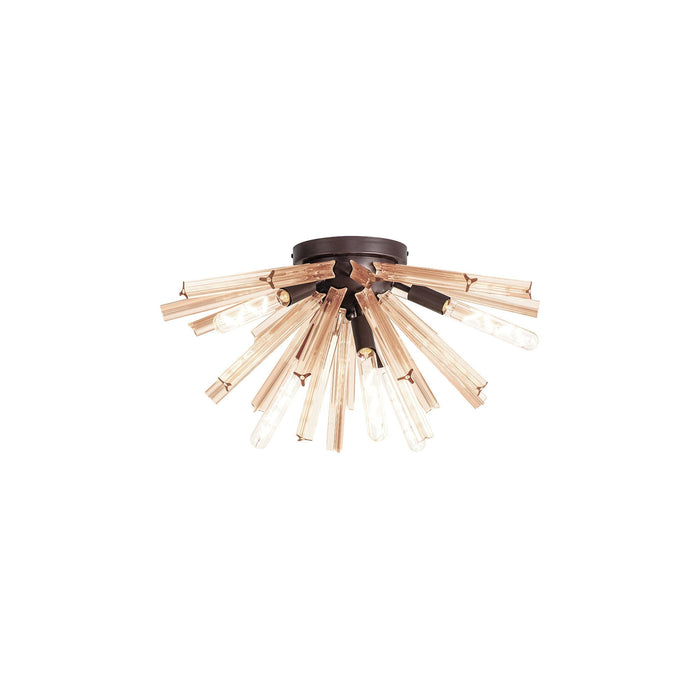 Nelson Lighting NL85029 Clover 6 Light Semi Flush Brown Oxide / Champagne Gold Glass