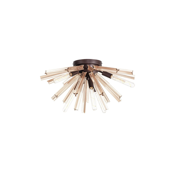 Nelson Lighting NL85029 Clover 6 Light Semi Flush Brown Oxide / Champagne Gold Glass