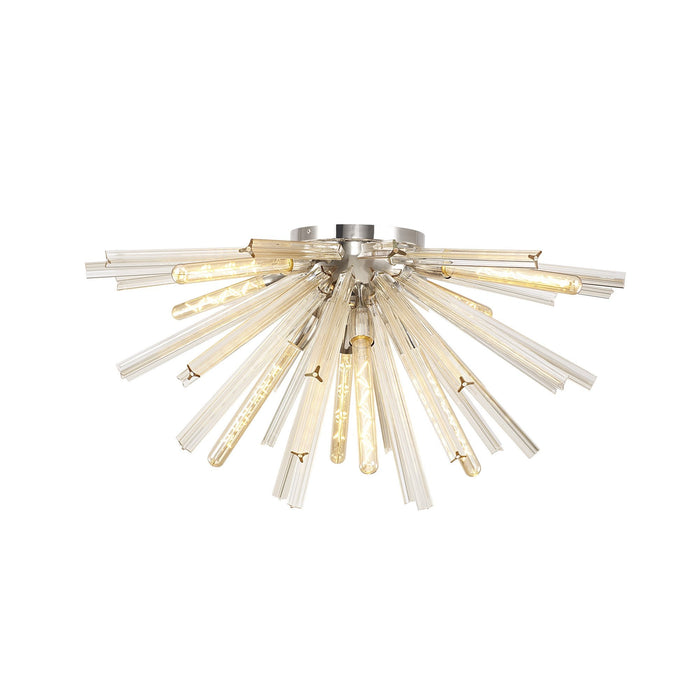 Nelson Lighting NL85059 Clover 8 Light Semi Flush Polished Nickel / Champagne Gold Glass