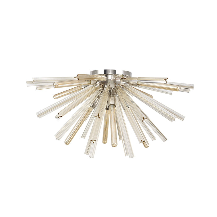 Nelson Lighting NL85059 Clover 8 Light Semi Flush Polished Nickel / Champagne Gold Glass