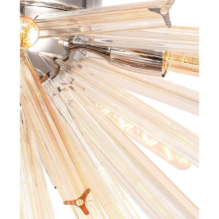 Nelson Lighting NL85059 Clover 8 Light Semi Flush Polished Nickel / Champagne Gold Glass