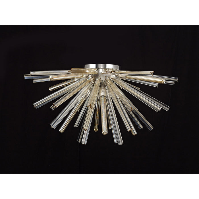 Nelson Lighting NL85059 Clover 8 Light Semi Flush Polished Nickel / Champagne Gold Glass