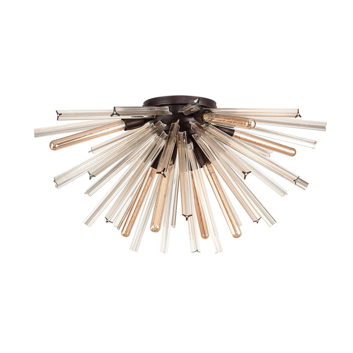 Nelson Lighting NL85089 Clover 8 Light Semi Flush Brown Oxide / Champagne Gold Glass