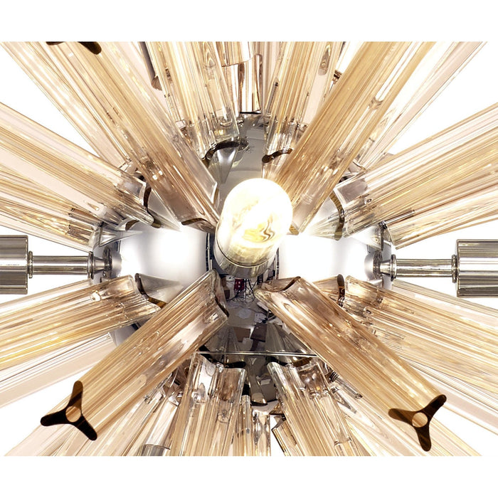 Nelson Lighting NL85119 Clover 10 Light Round Pendant Polished Nickel / Champagne Gold Glass