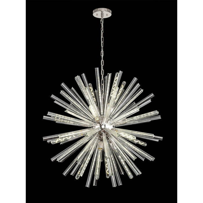 Nelson Lighting NL85159 Clover 16 Light Round Pendant Polished Nickel / Clear Glass