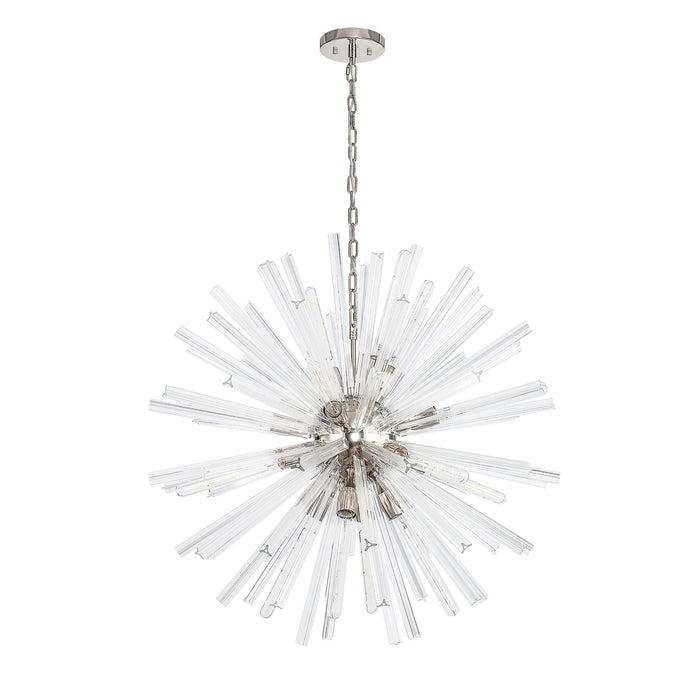 Nelson Lighting NL85159 Clover 16 Light Round Pendant Polished Nickel / Clear Glass