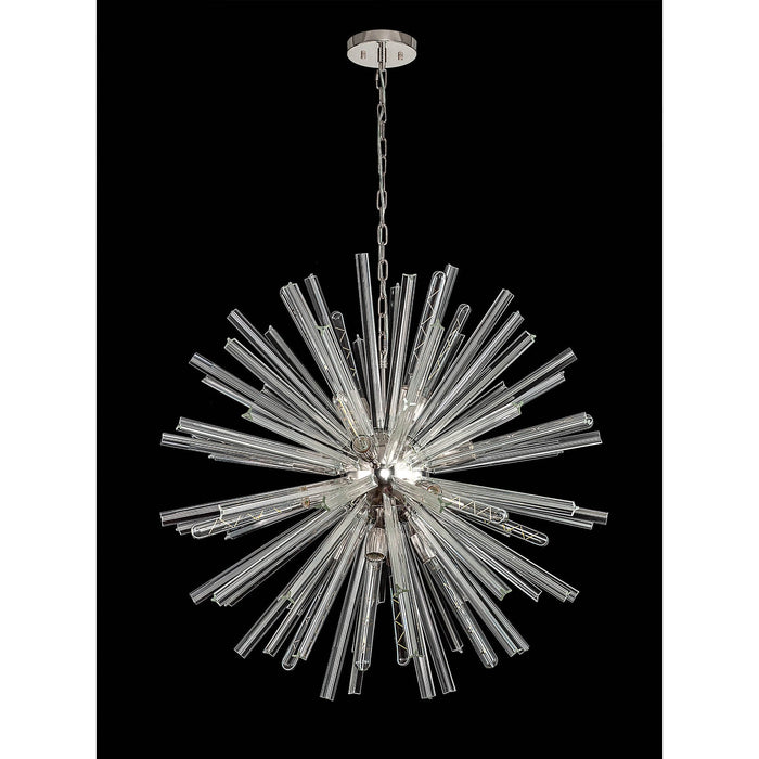 Nelson Lighting NL85159 Clover 16 Light Round Pendant Polished Nickel / Clear Glass