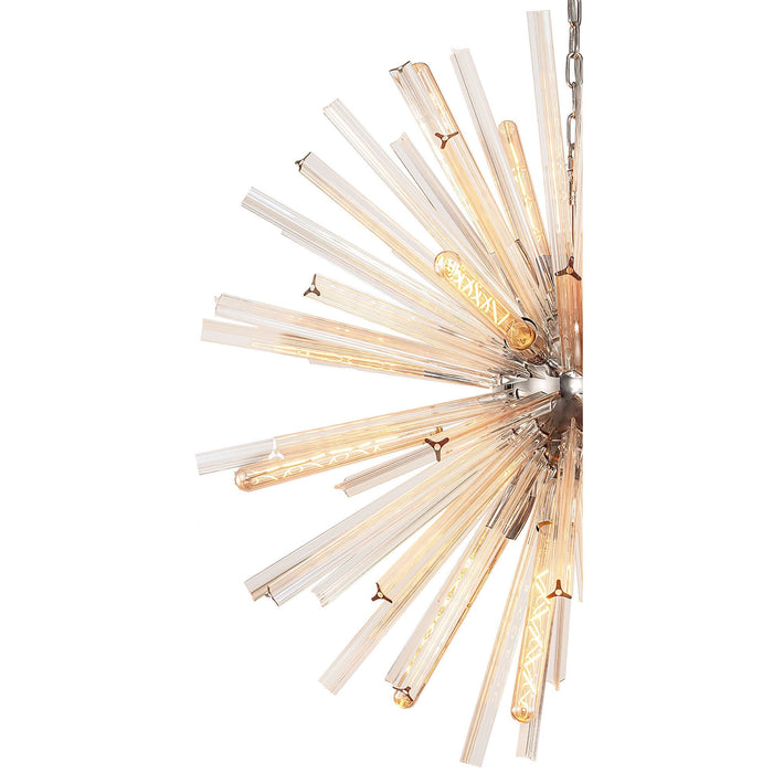 Nelson Lighting NL85179 Clover 16 Light Round Pendant Polished Nickel / Champagne Gold Glass