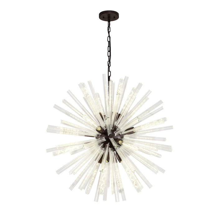 Nelson Lighting NL85189 Clover 16 Light Round Pendant Brown Oxide / Clear Glass