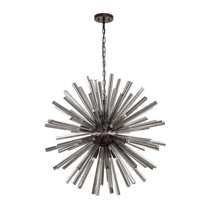 Nelson Lighting NL85199 Clover 16 Light Round Pendant Brown Oxide / Smoke Glass