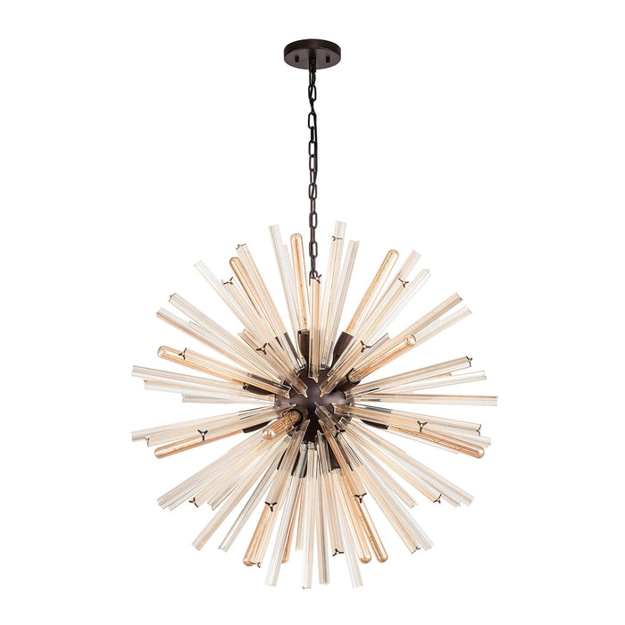 Nelson Lighting NL85209 Clover 16 Light Round Pendant Brown Oxide / Champagne Gold Glass