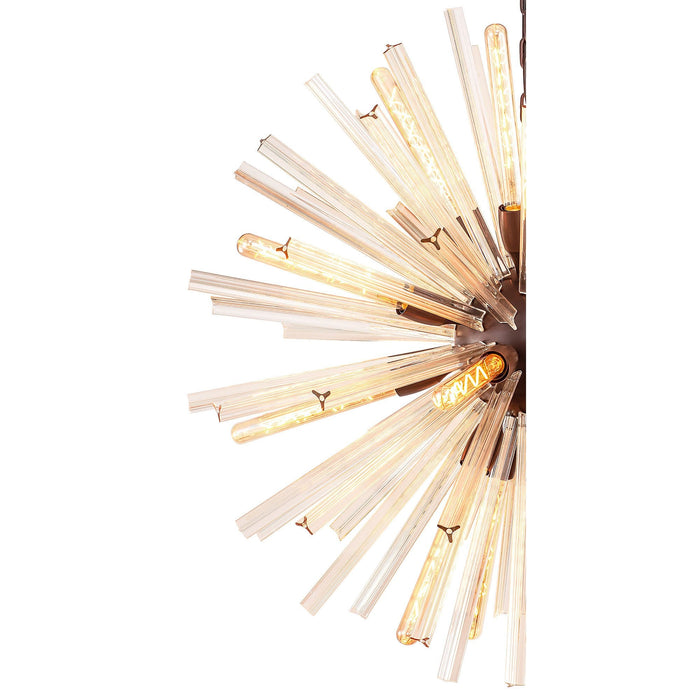 Nelson Lighting NL85209 Clover 16 Light Round Pendant Brown Oxide / Champagne Gold Glass