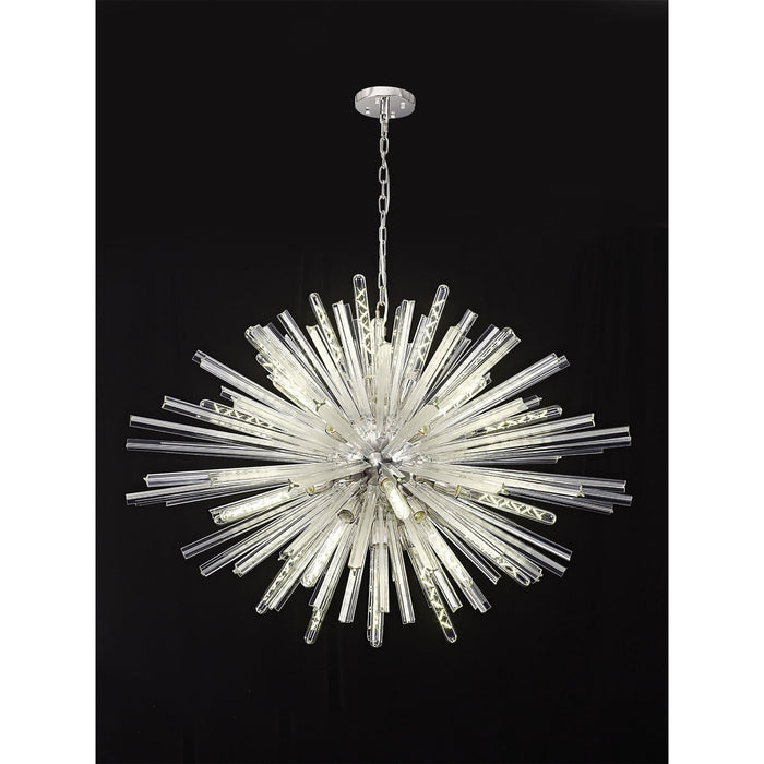 Nelson Lighting NL85279 Clover 32 Light Oval Pendant Polished Nickel / Clear Glass