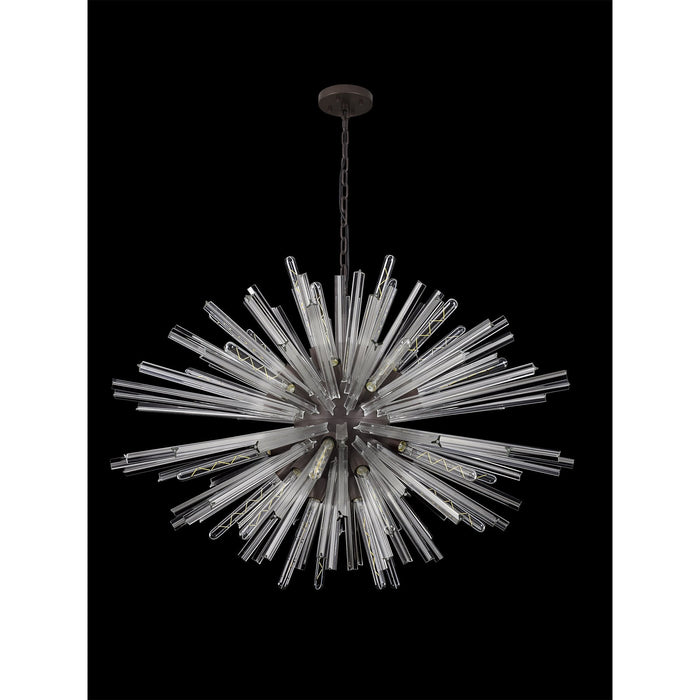 Nelson Lighting NL85309 Clover 32 Light Oval Pendant Brown Oxide / Clear Glass