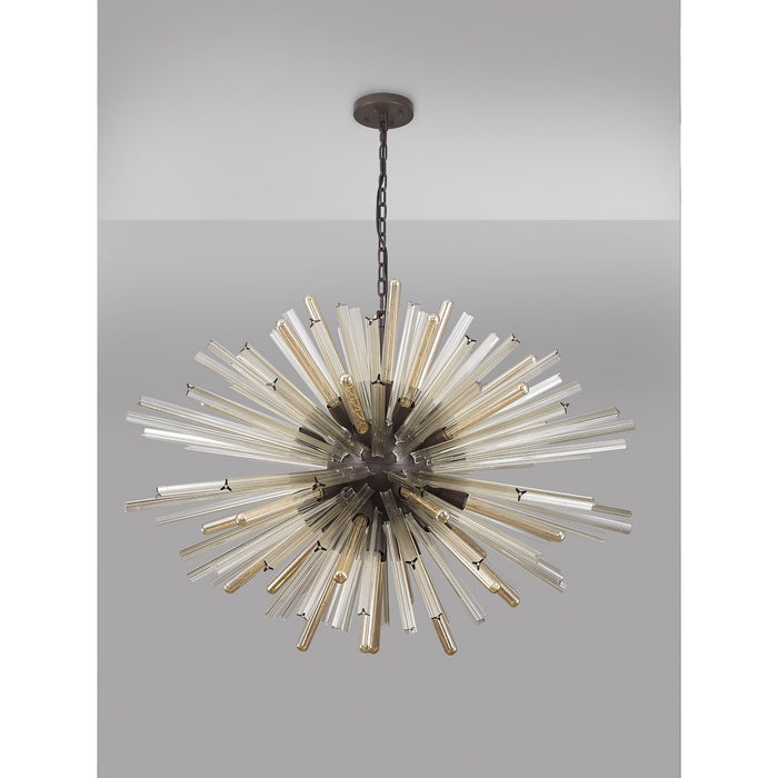 Nelson Lighting NL85329 Clover 32 Light Oval Pendant Brown Oxide / Champagne Glass