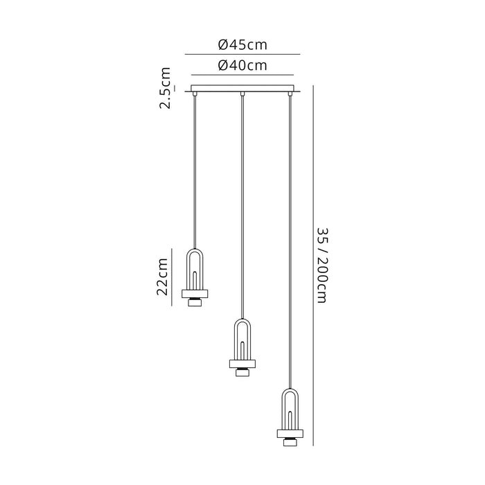 Nelson Lighting NL87859 Acme 2m Round Suspension Kit Polished Nickel / Matt Black