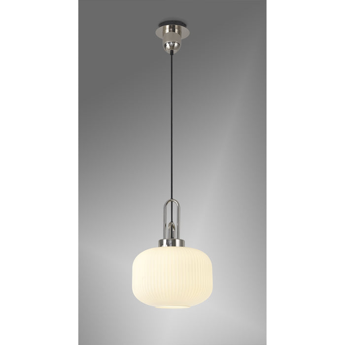 Nelson Lighting NLK05159 Acme 1 Light Pendant Polished Nickel Matt Black