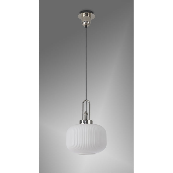 Nelson Lighting NLK05159 Acme 1 Light Pendant Polished Nickel Matt Black