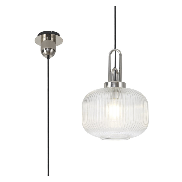 Nelson Lighting NLK05169 Acme 1 Light Pendant Polished Nickel Matt Black