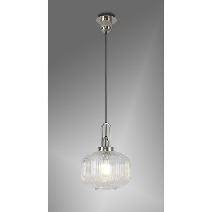 Nelson Lighting NLK05169 Acme 1 Light Pendant Polished Nickel Matt Black