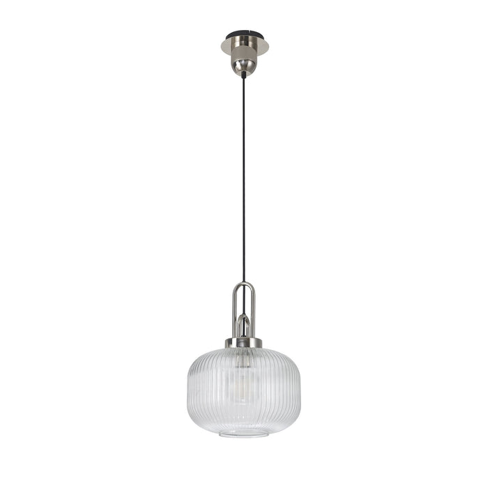 Nelson Lighting NLK05169 Acme 1 Light Pendant Polished Nickel Matt Black