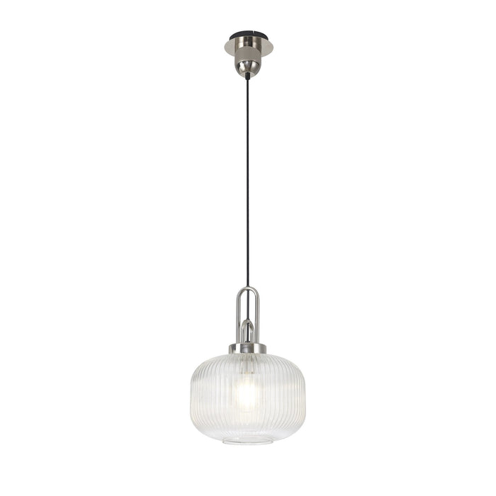 Nelson Lighting NLK05169 Acme 1 Light Pendant Polished Nickel Matt Black