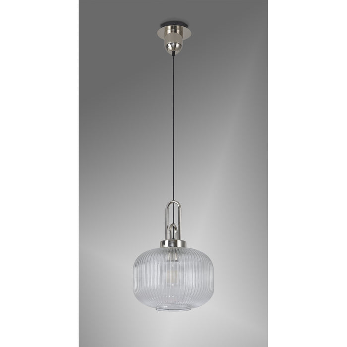 Nelson Lighting NLK05169 Acme 1 Light Pendant Polished Nickel Matt Black