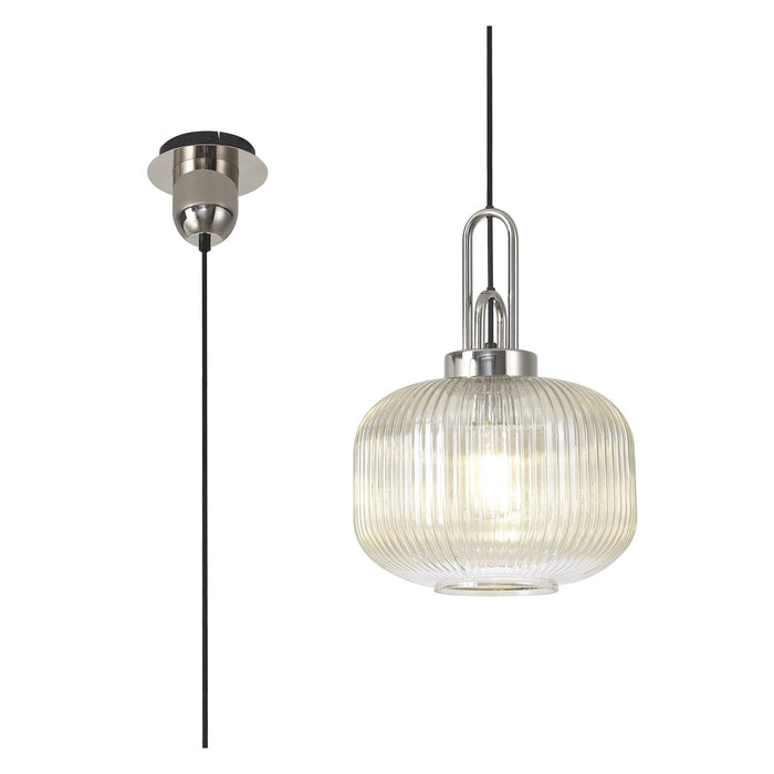 Nelson Lighting NLK05179 Acme 1 Light Pendant Polished Nickel Matt Black