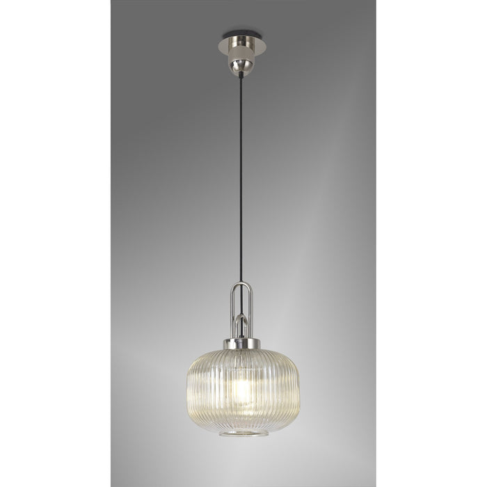 Nelson Lighting NLK05179 Acme 1 Light Pendant Polished Nickel Matt Black