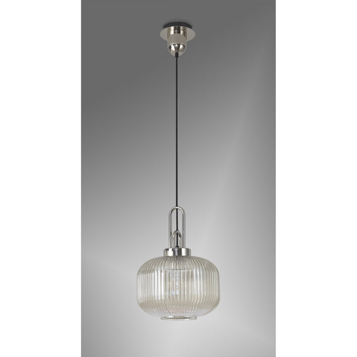 Nelson Lighting NLK05179 Acme 1 Light Pendant Polished Nickel Matt Black