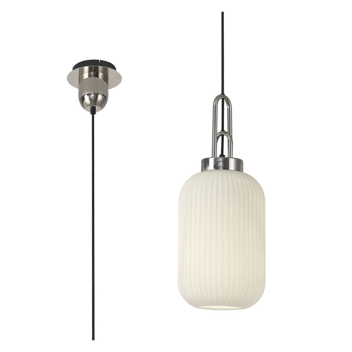 Nelson Lighting NLK05189 Acme 1 Light Pendant Polished Nickel Matt Black