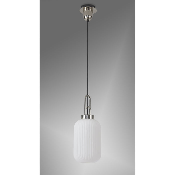 Nelson Lighting NLK05189 Acme 1 Light Pendant Polished Nickel Matt Black