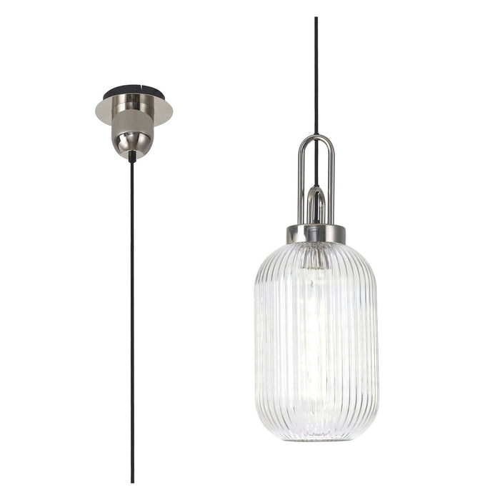 Nelson Lighting NLK05199 Acme 1 Light Pendant Polished Nickel Matt Black