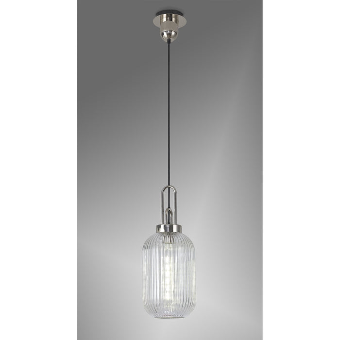 Nelson Lighting NLK05199 Acme 1 Light Pendant Polished Nickel Matt Black