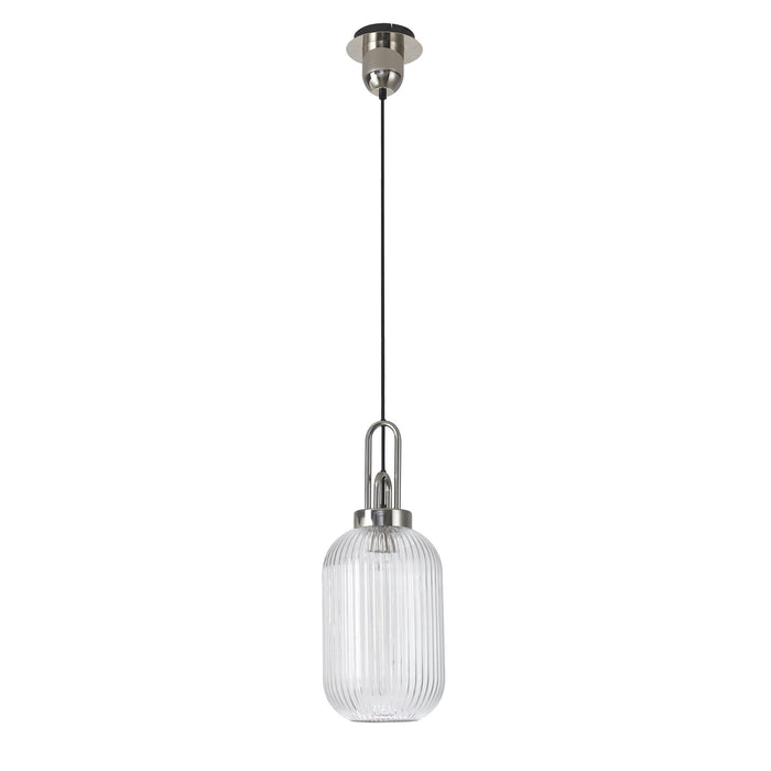 Nelson Lighting NLK05199 Acme 1 Light Pendant Polished Nickel Matt Black