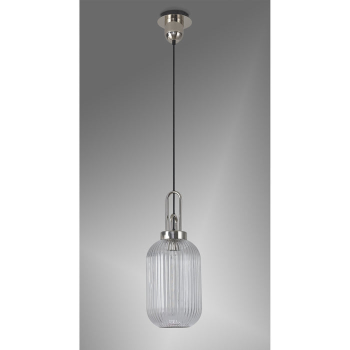 Nelson Lighting NLK05199 Acme 1 Light Pendant Polished Nickel Matt Black