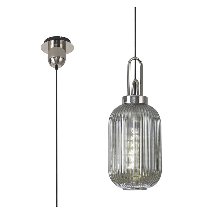 Nelson Lighting NLK05209 Acme 1 Light Pendant Polished Nickel Matt Black