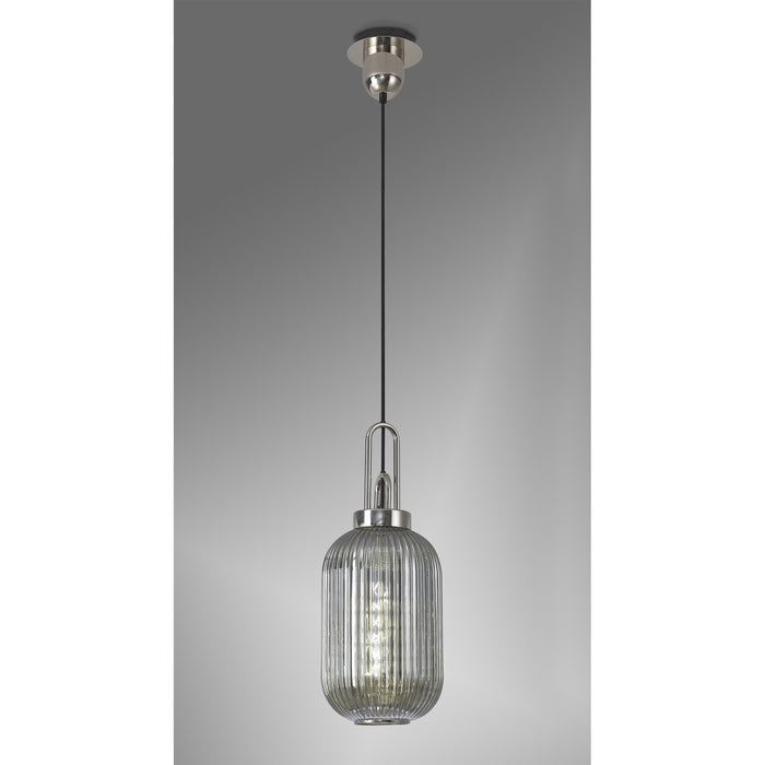 Nelson Lighting NLK05209 Acme 1 Light Pendant Polished Nickel Matt Black