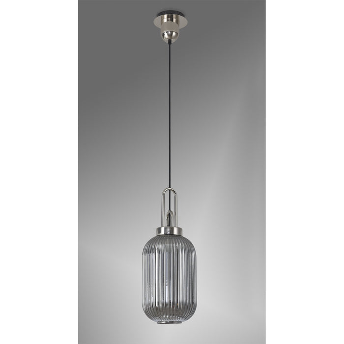 Nelson Lighting NLK05209 Acme 1 Light Pendant Polished Nickel Matt Black