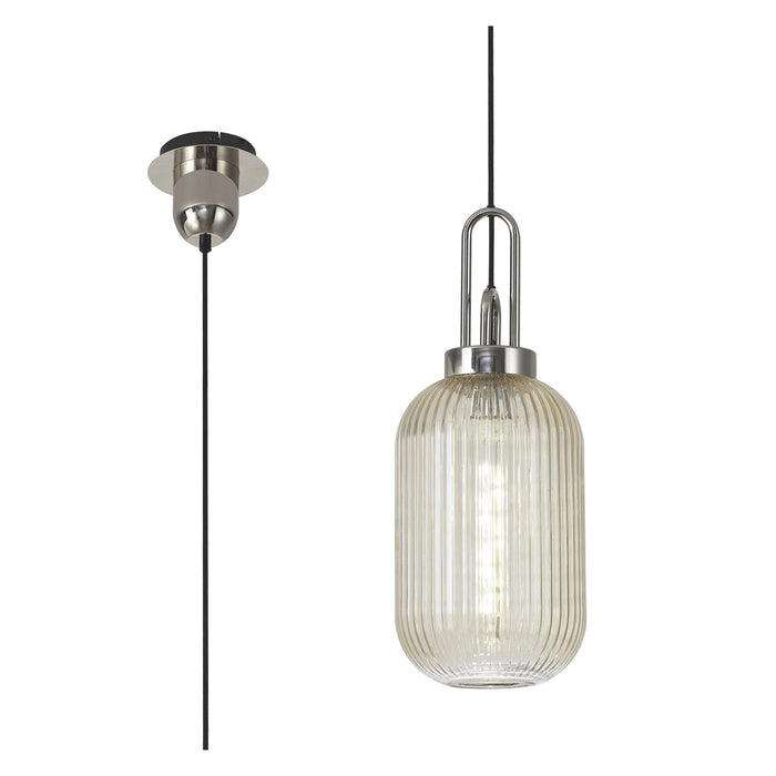 Nelson Lighting NLK05219 Acme 1 Light Pendant Polished Nickel Matt Black