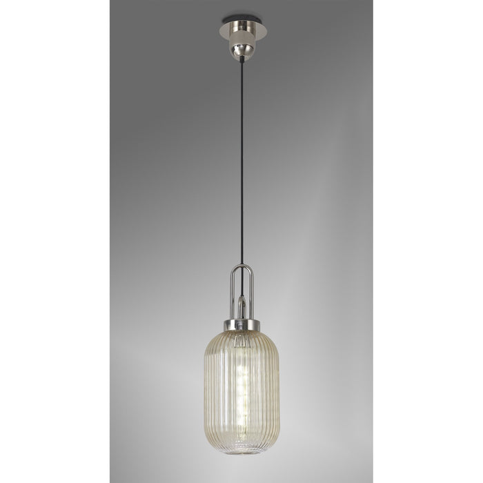 Nelson Lighting NLK05219 Acme 1 Light Pendant Polished Nickel Matt Black