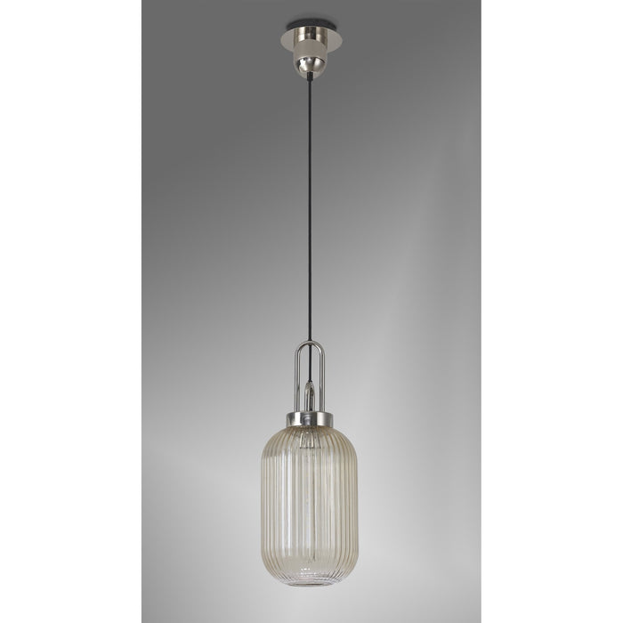 Nelson Lighting NLK05219 Acme 1 Light Pendant Polished Nickel Matt Black