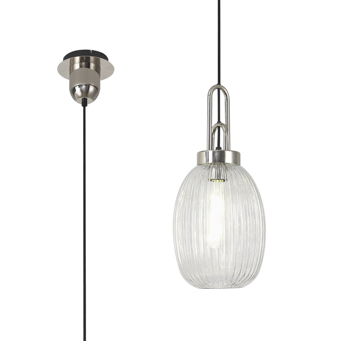 Nelson Lighting NLK05229 Acme 1 Light Pendant Polished Nickel Matt Black