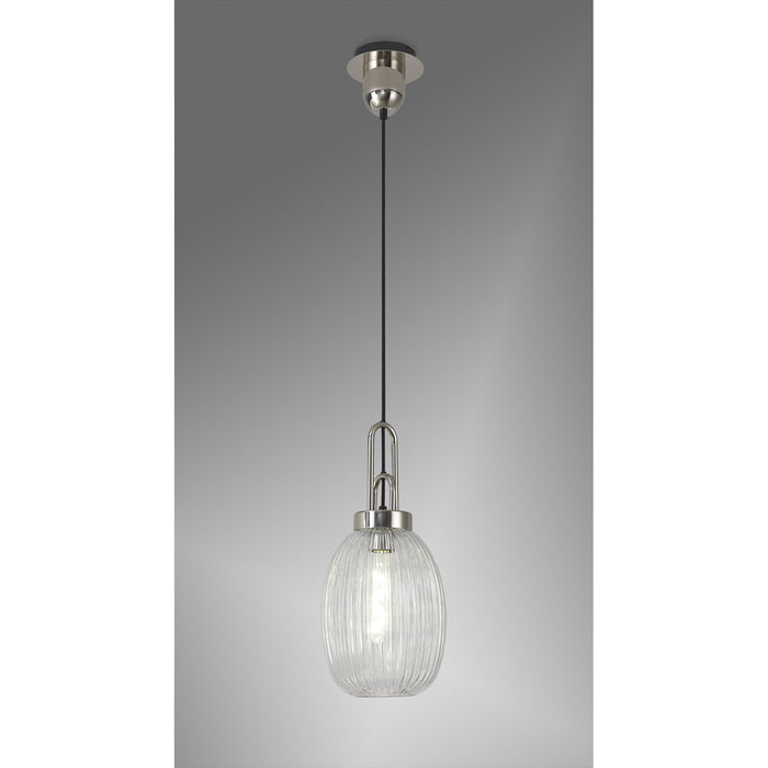 Nelson Lighting NLK05229 Acme 1 Light Pendant Polished Nickel Matt Black