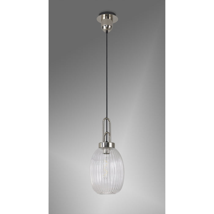 Nelson Lighting NLK05229 Acme 1 Light Pendant Polished Nickel Matt Black